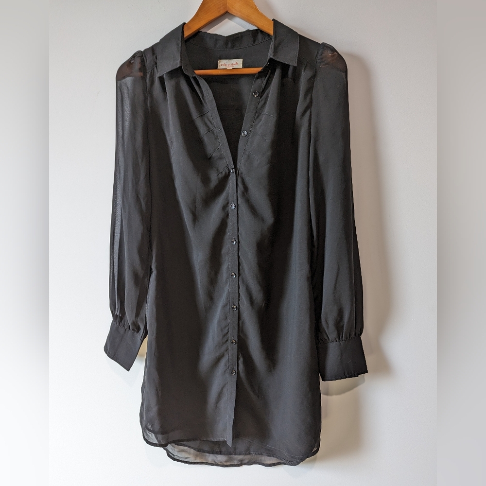 Mia Melon Lightweight Black Shirt Dress with Pockets